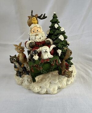 Santa and Animal Friends Sleigh Ride Music Box, "Rudolph the Red-Nosed Reindeer"